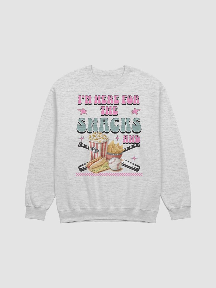 Im Here For The Snacks And Baseball Playful Crewneck Sweatshirt product image (1)