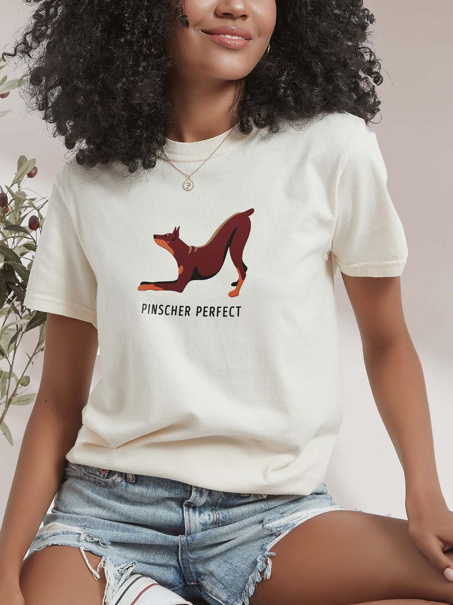 Pinscher Perfect T-Shirt(Embroidered) of a Doberman Pinscher(Red) product image (2)