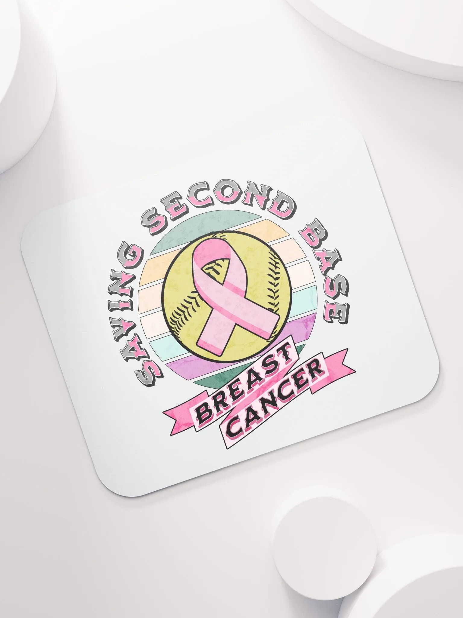 Saving Second Base Breast Cancer Softball Mouse Pad product image (5)