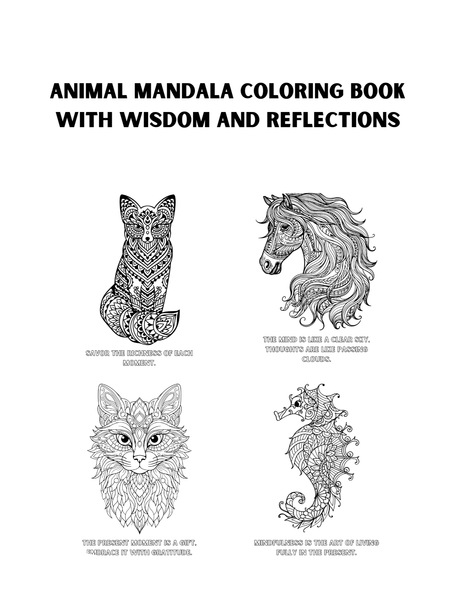 Animal Mandala Coloring Book with Wisdom and Reflections Printable Version product image (1)