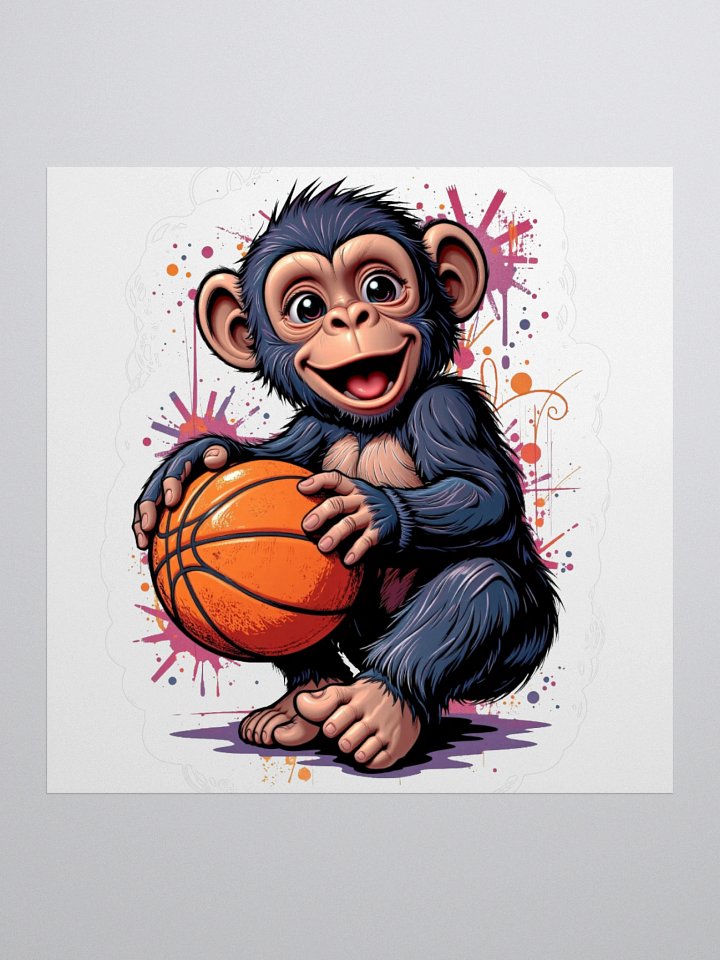 Playful Monkey Basketball Kiss Cut Stickers product image (2)