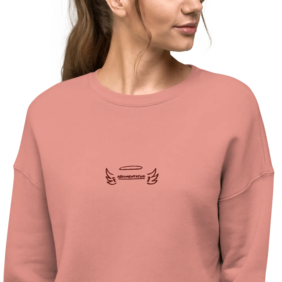ANGELIC (maroon thread) embroidered fleece crop crew product image (9)