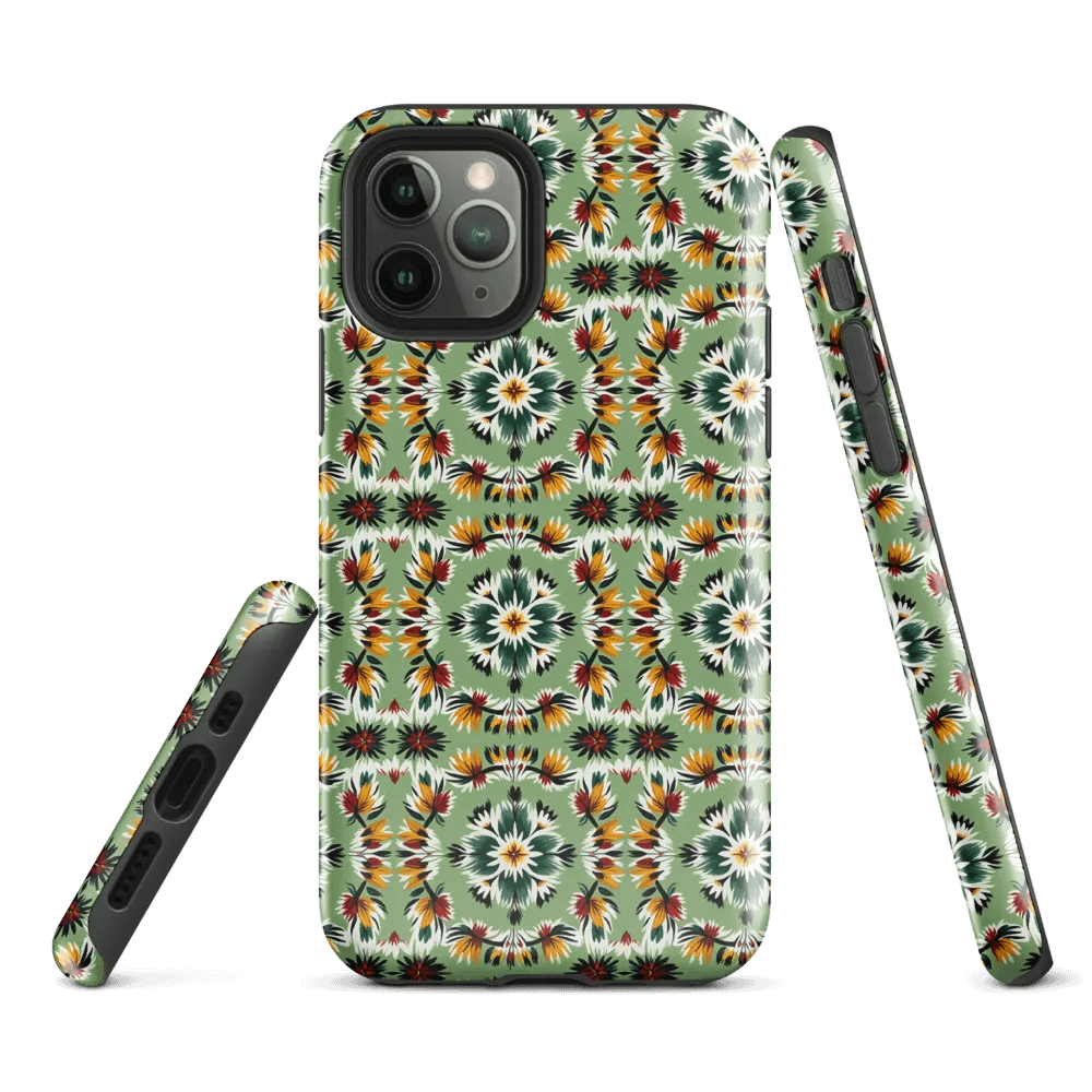 Tough Phone Case for iPhone® - Southwestern Abstract Feathers and Flowers Geometric Pattern product image (1)