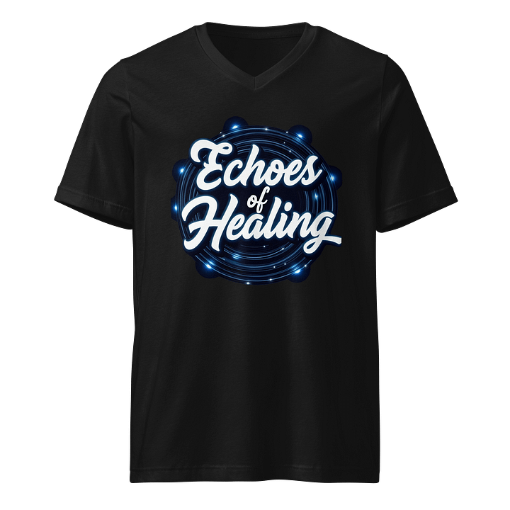 Glowing Script V-Neck Tee: Echoes of Healing product image (1)