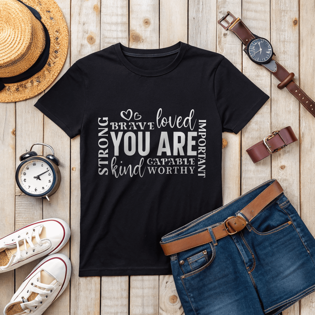 You Are Loved Strong Kind Brave - Women's Black T-Shirt product image (2)