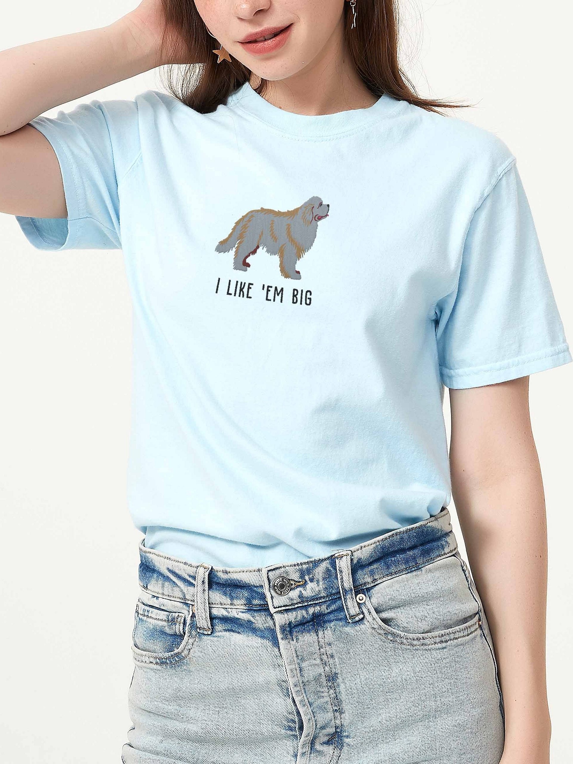 I Like 'Em Big T-Shirt(Embroidered) of a Newfoundland(Grey) product image (2)