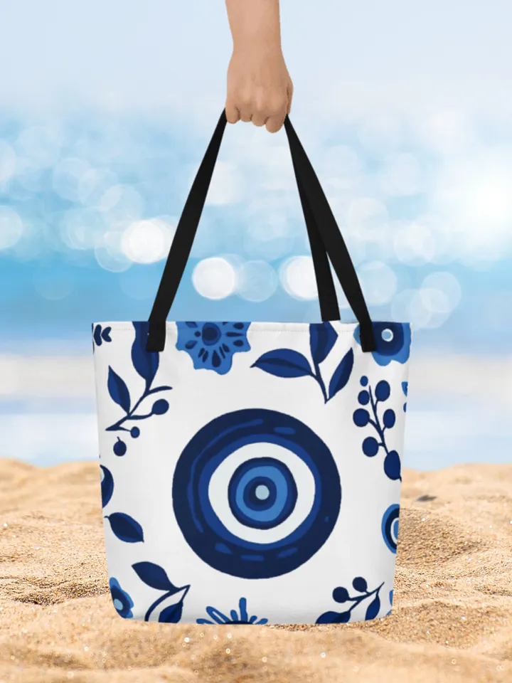 Blue Mati Large Tote/ Beach Bag w/ Pocket product image (1)