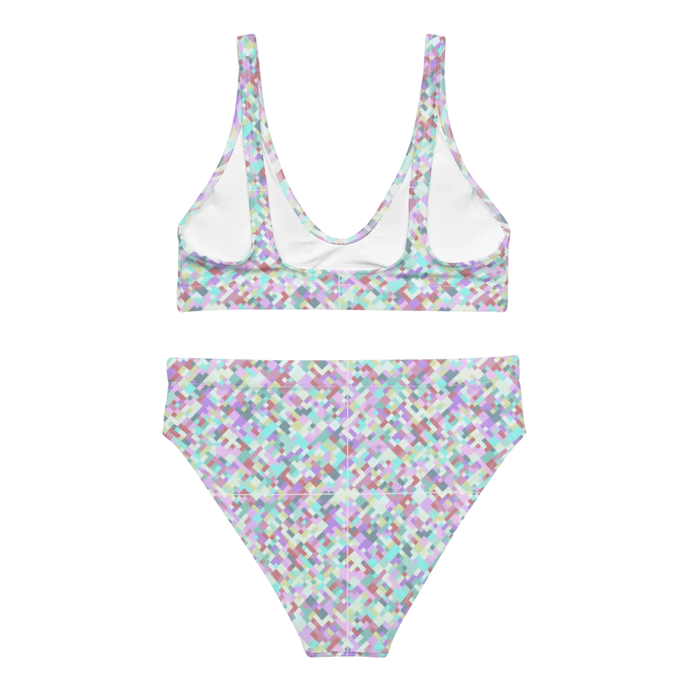 Colorful Mosaic Pattern Design High Waisted Bikini - v6 product image (2)
