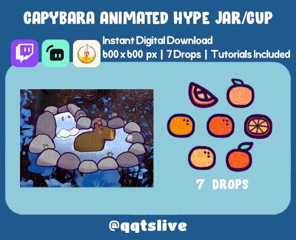 ANIMATED HOT SPRINGS CAPYBARA Hype Jar - Stream Tip Cup / Jar - 2 Layers - 7 Bit Options - Set Up Tutorial Included product image (1)