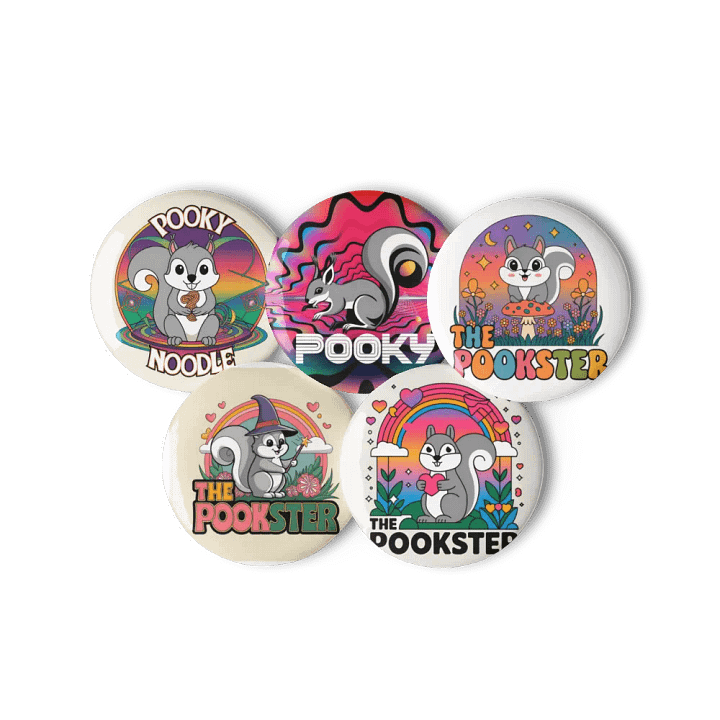 Original Pooky Artwork Buttons: Set of Five -J product image (3)
