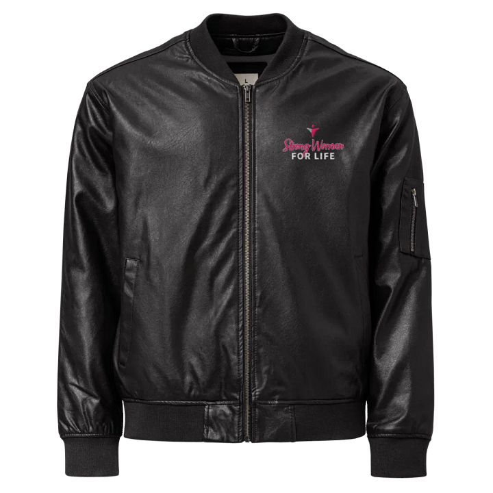 Strong Woman | Faux Leather Bomber Jacket product image (1)