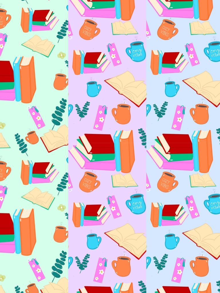 Cozy Book Lovers Pattern Digital Insert for Clear Kindle Cover product image (1)
