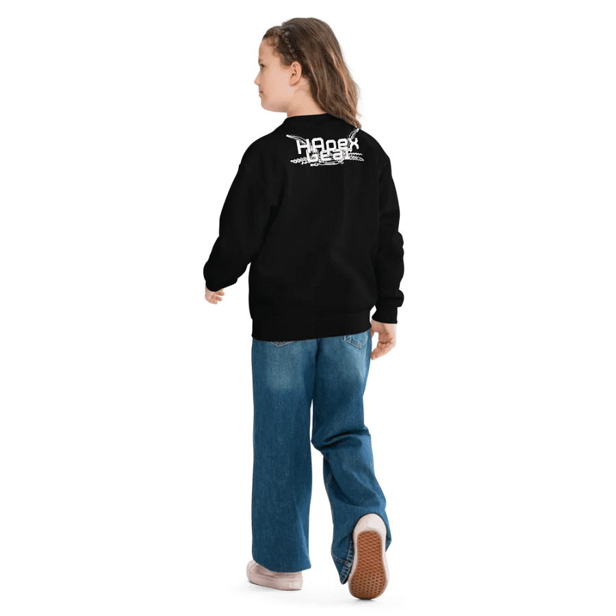 White HApex Gear Black Logo - Youth Crew Neck Sweatshirt product image (6)