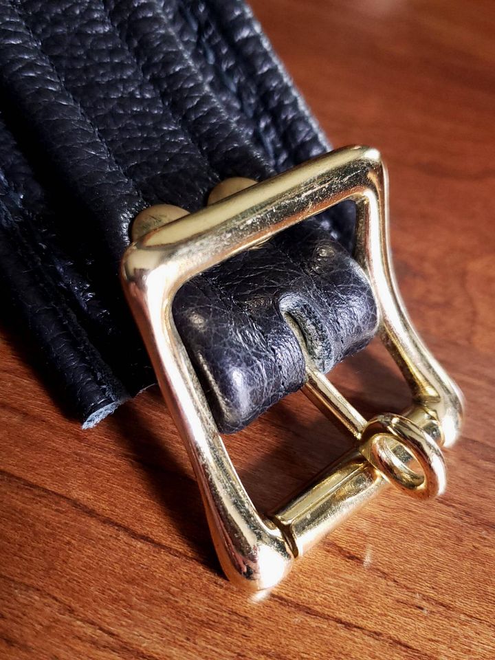 Black and brass leather cuff set (custom order) product image (2)