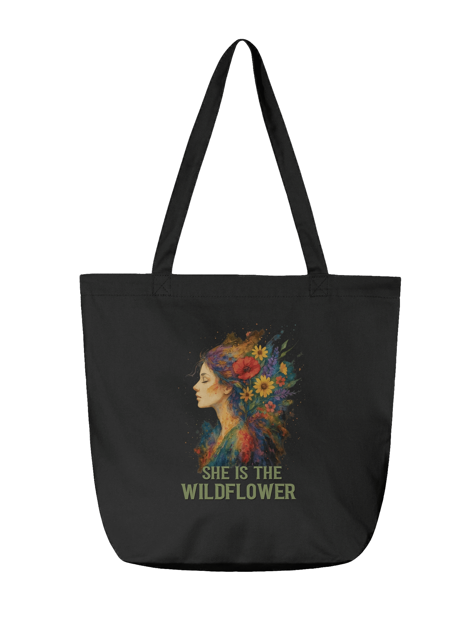She Is the Wildflower Tote Bag – Boho Floral Naturecore Carryall product image (4)