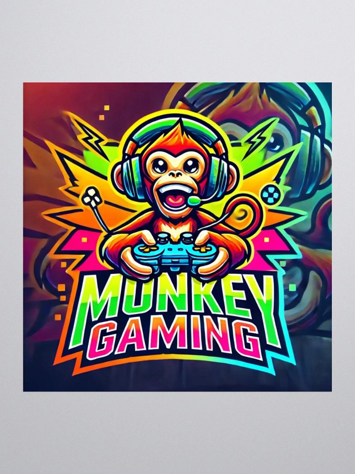🐵🎮 Monkey Gaming Logo Stickers – 3 Sizes for Every Surface! 📏✨ product image (1)