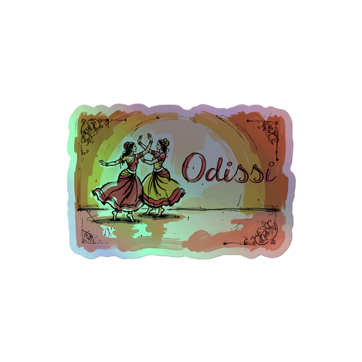 Graceful Odissi Dancers | Duo Performance Art Print Hologaphic Sticker product image (2)