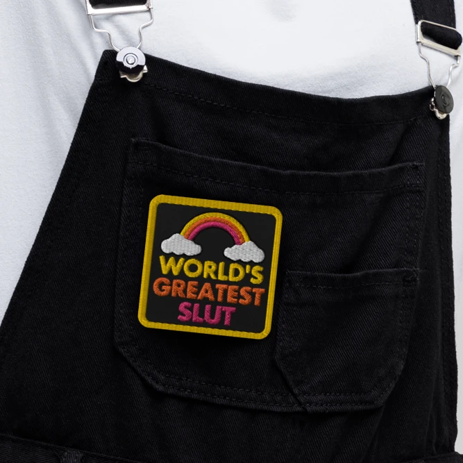 World's Greatest Slut yellow 3 inch patch product image (1)