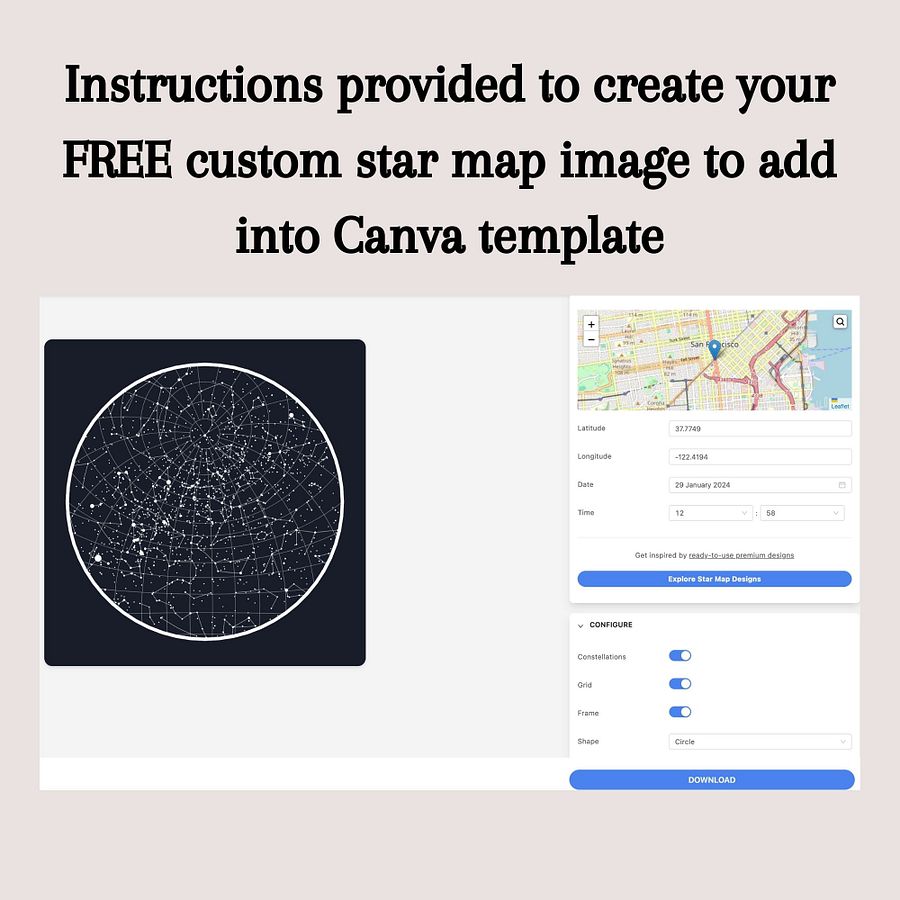DIY Star Map Circle Heart Shapes Canva Templates product image (7)