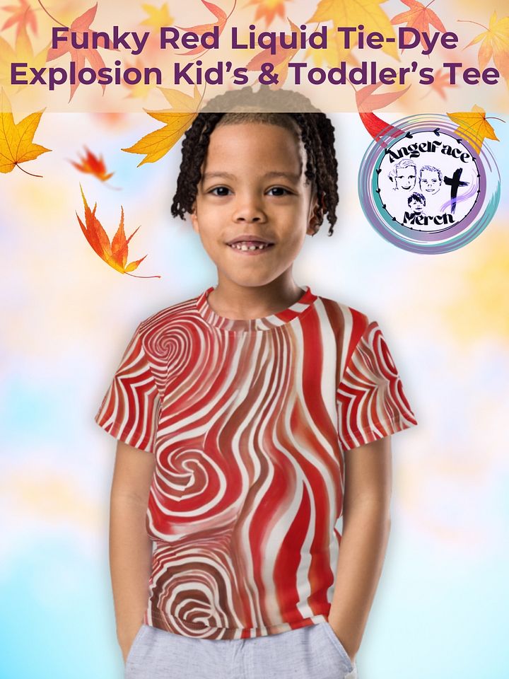 Funky Red Liquid Tie-Dye Explosion Kid's and Toddler's Crew Neck T-shirt product image (1)