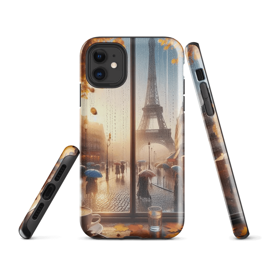 Cozy Eiffel Tower Rainy Day iPhone® Tough Case | AI Design product image (1)