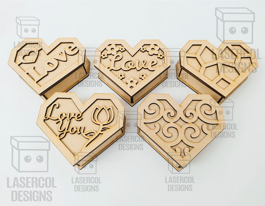 Heart Shaped Box Set 2 (5 Styles, 3 Sizes) - Laser Cut Files product image (9)