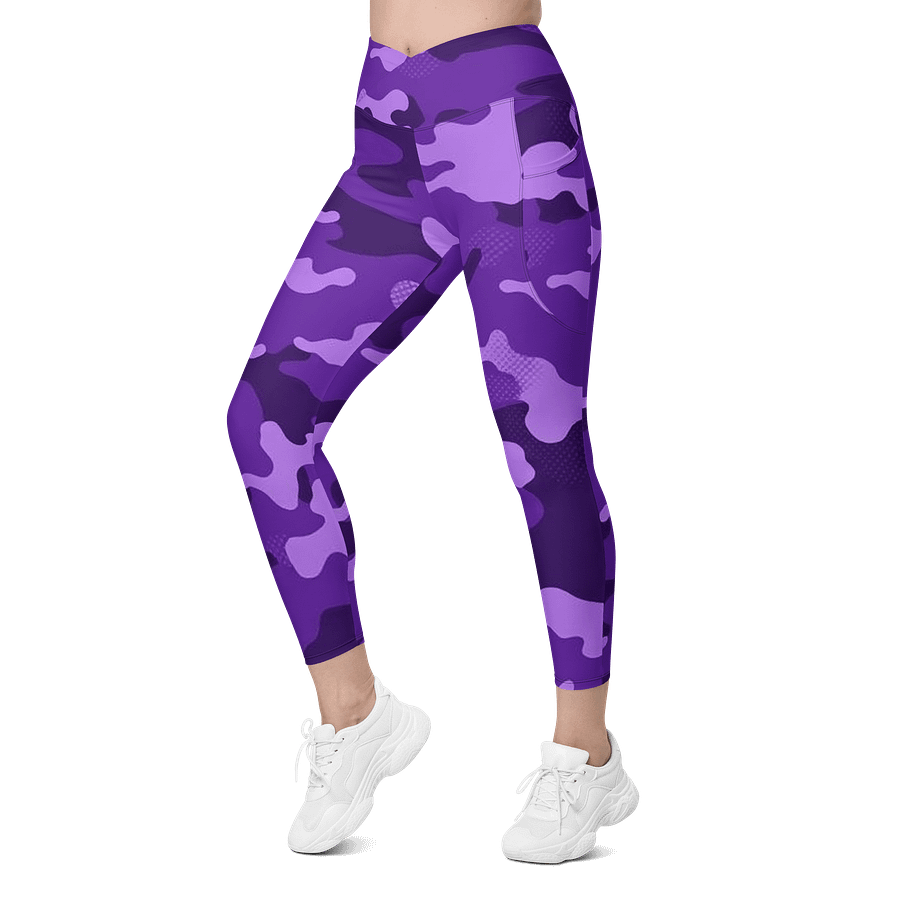 Purple Camo Crossover Leggings with Pockets product image (6)