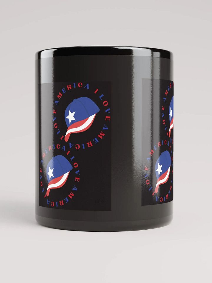 Black coffee glossy mug with a nice design, I LOVE AMERICA. product image (3)