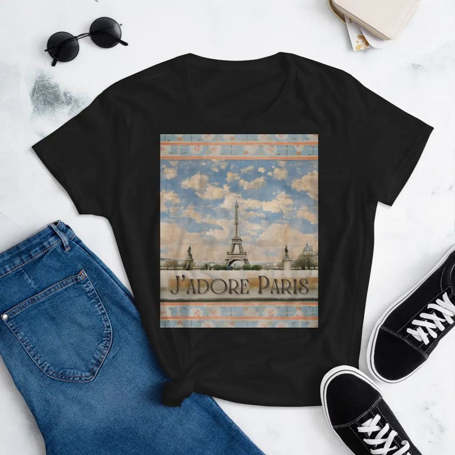 J'ADORE PARIS Ladies's T-Shirt – Vintage Eiffel Tower Design product image (2)