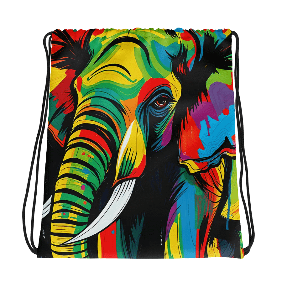 Vibrant Elephant All-Over Drawstring Bag product image (1)