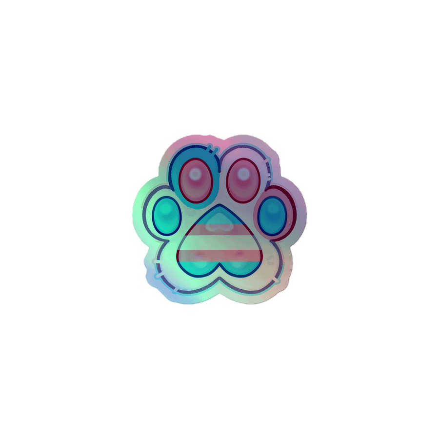Trans Pride Paw Print Holographic Kiss Cut Sticker product image (1)