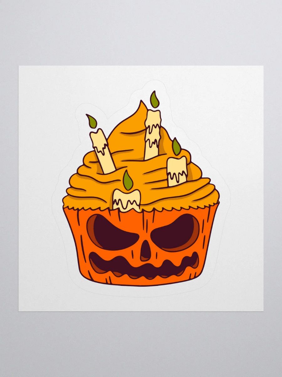 Scary Pumpkin Cupcake Halloween Funny Sticker product image (1)