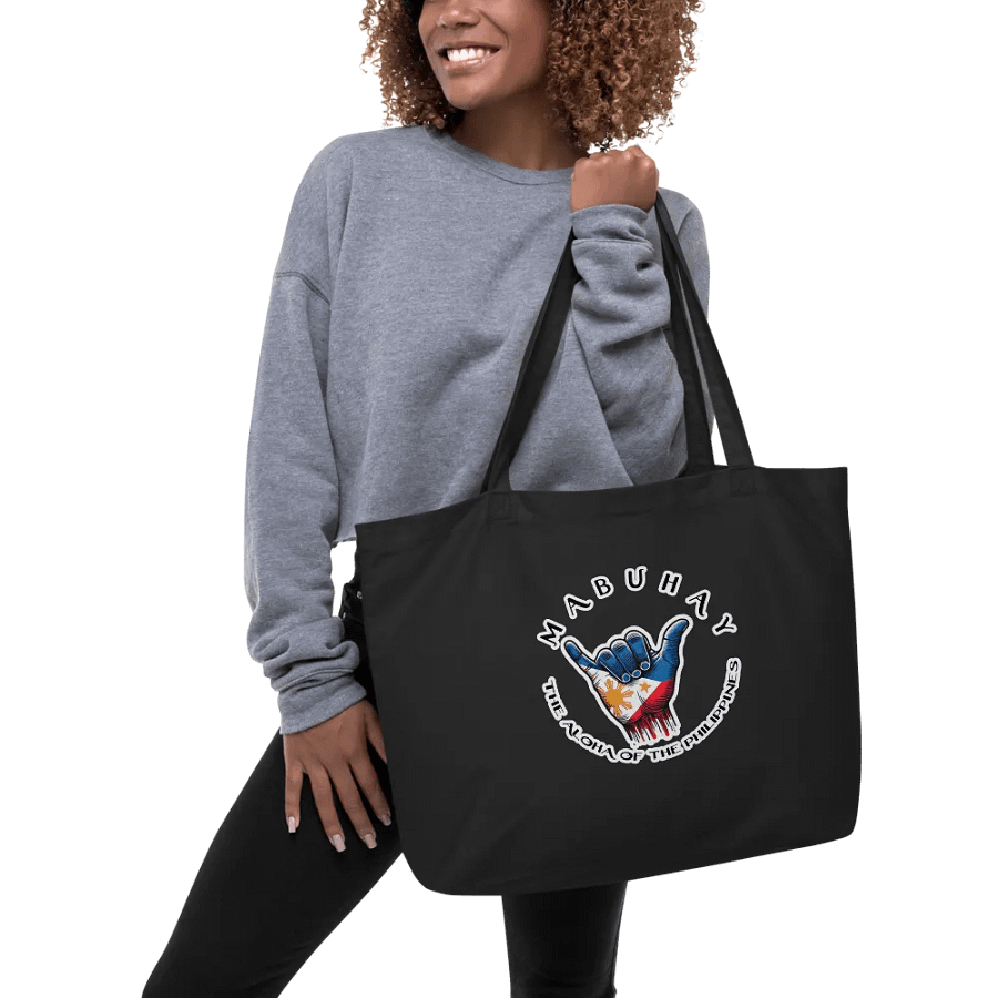 MABUHAY THE ALOHA OF THE PHILIPPINES WIDE TOTE BAG - SHAKA HANG LOOSE VIBES FOR YOUR JOURNEY product image (6)