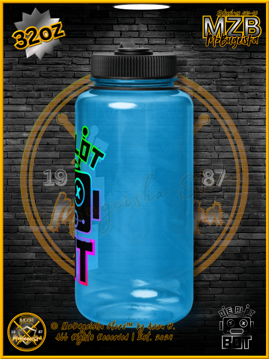 Sports Water Bottle - MzBugeisha™ "Die Alot Bot™ / DieAlotBot™" [spectrum/blue] 32oz Sports Water Bottle By Anna H product image (2)