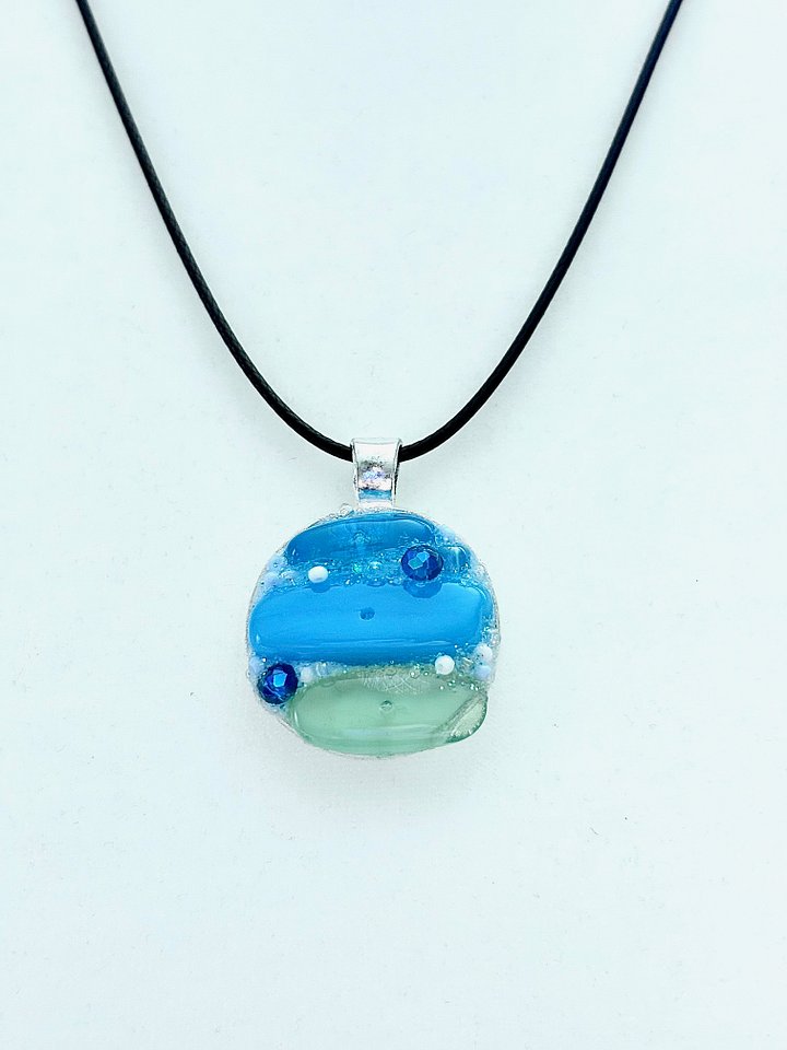 Coastal Calm Horizon Pendant Necklace | Handmade Glass Art Jewelry | Monique Faella Designs™ | MFD-00214 product image (2)