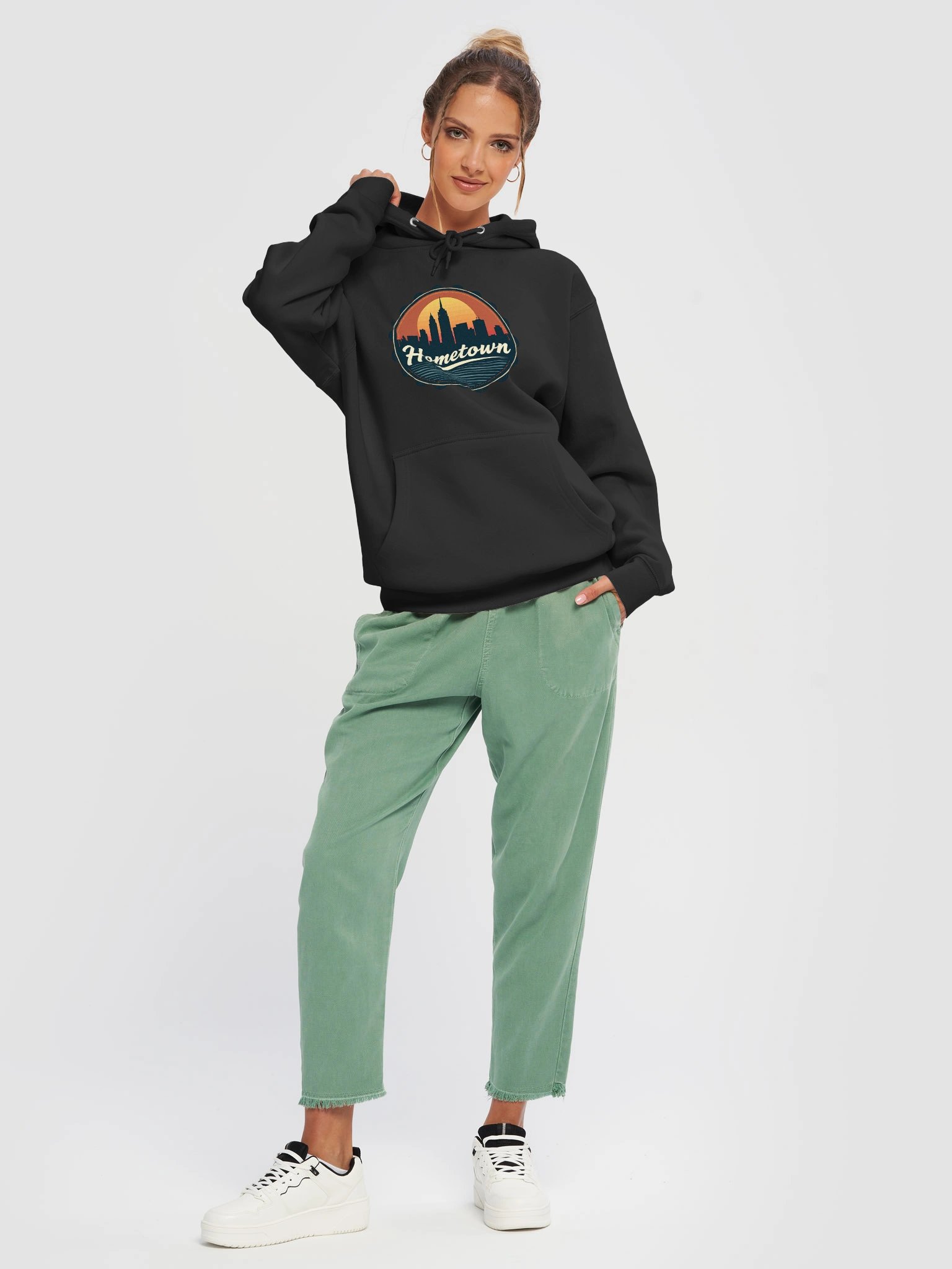 Hometown Vintage City Skyline Pullover Hoodie - Retro Urban Cityscape Sweatshirt - Unisex Hoodie product image (35)