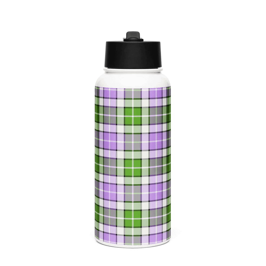 Lavender and Green Plaid Water Bottle product image (4)