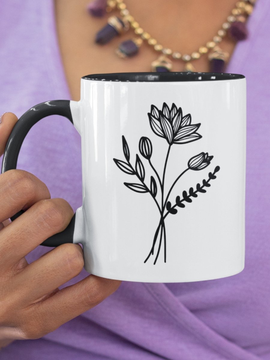 Two Tone Line Birth Flower Mug JULY – Personalized Gift product image (1)