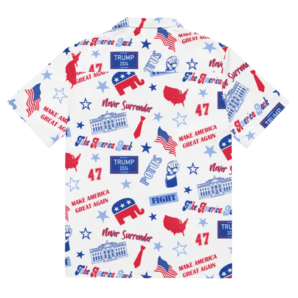 Trump 2024 Election-Themed White Pattern Hawaiian Shirt - Patriot Trump Supporter Make America Great Again product image (11)
