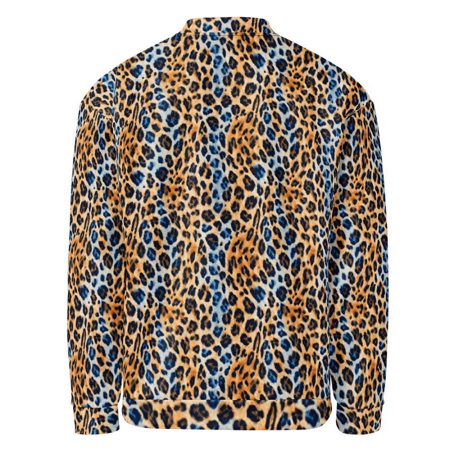 Blue Brown Leopard Bomber Jacket product image (2)