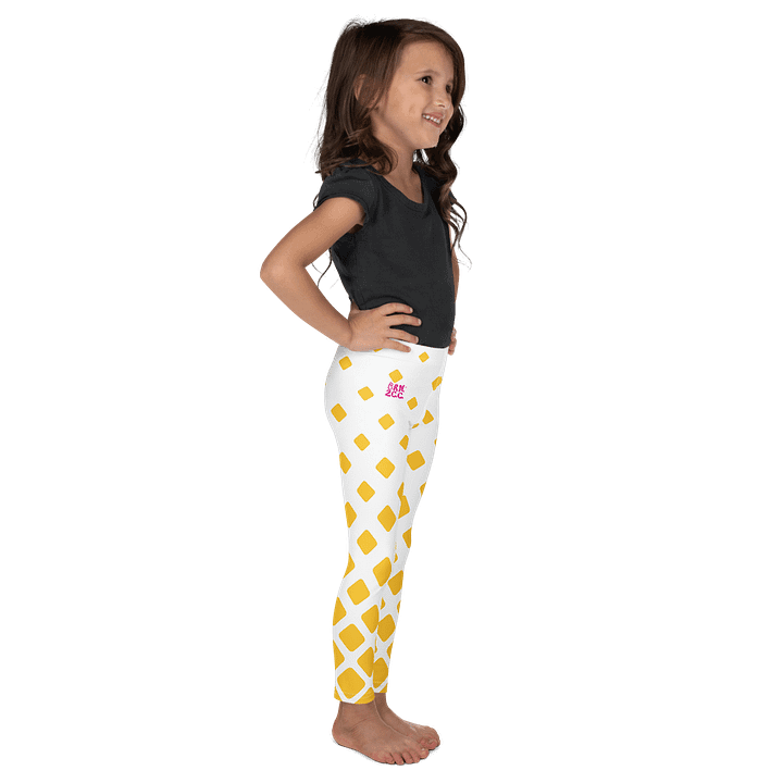 🎨Girls’ | Little Kids | Cape Cuties by BRN.2C.C.™| Leggings 💫| Pink Logo on Retro Mod Yellow Diamonds product image (1)