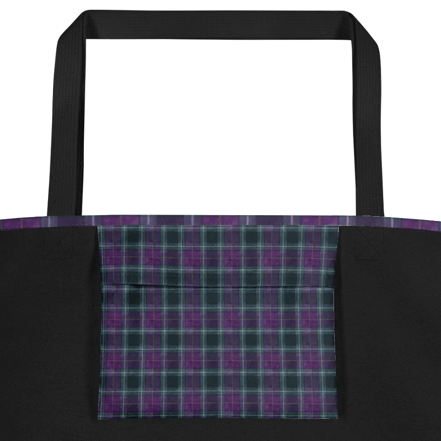 Purple/Green Plaid Large Tote Bag with Floral Design product image (4)