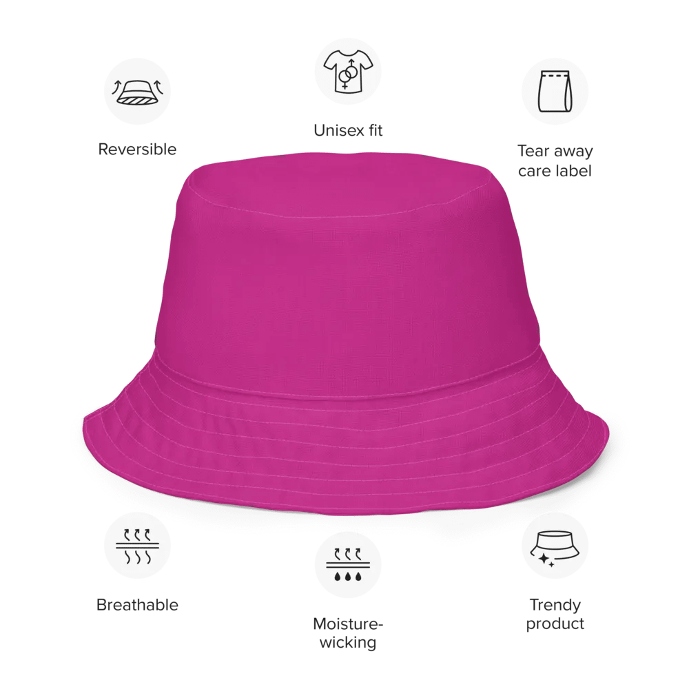 Peacock Pattern Fuchsia Reversible Bucket Hat product image (7)