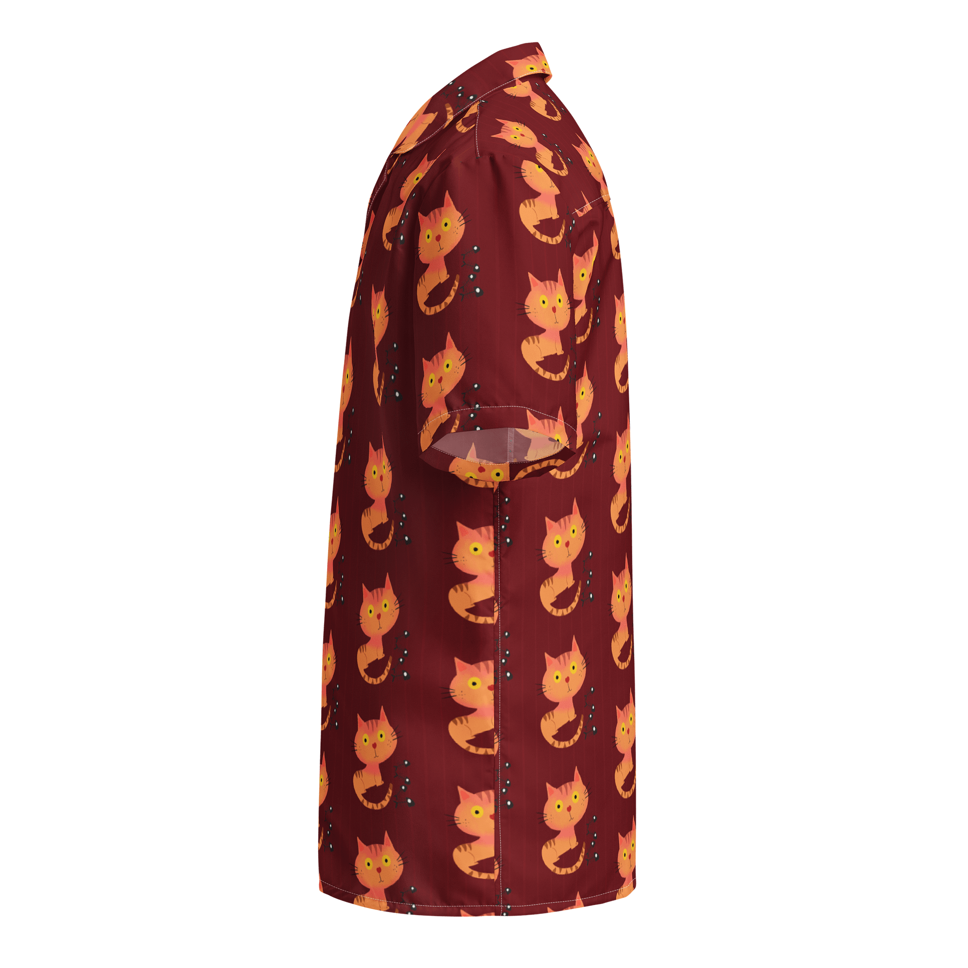 Feasting Ginger Kitty Button-Down Hawaiian Shirt - Burnt Orange product image (3)