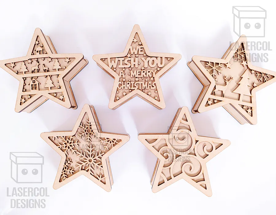 Christmas Star Box (2 Sizes, 5 Styles) - Laser Cut Files product image (4)