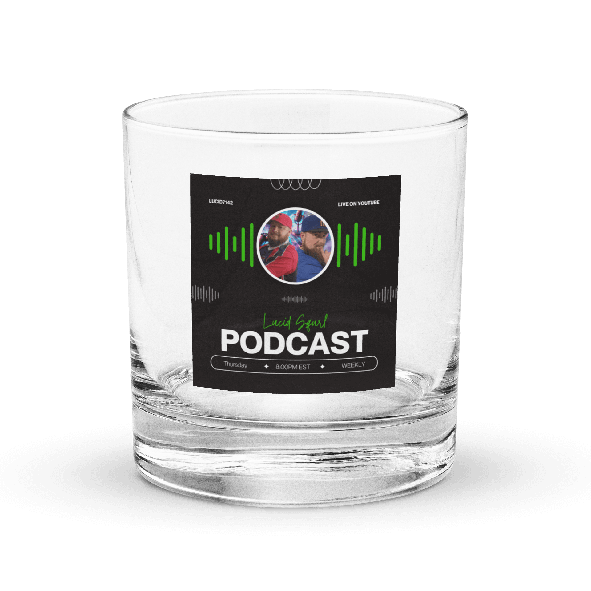 Lucid Squirrel Podcast Whiskey Glass product image (1)
