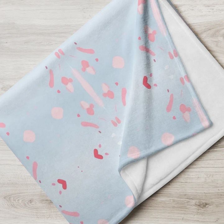 Pink Splashes & Red Hearts Throw Blanket product image (2)