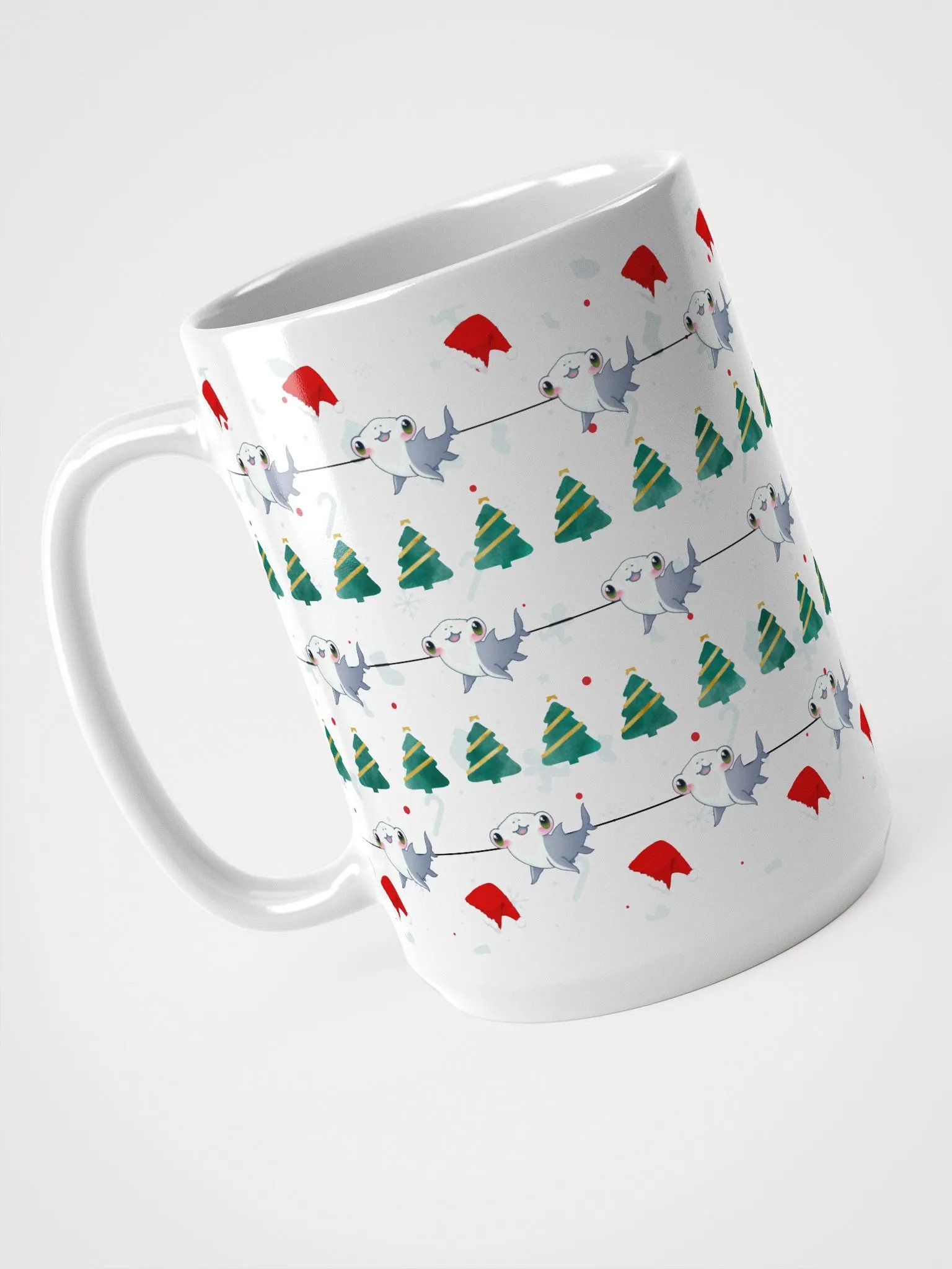 Christmas Sharki White Glossy Mug product image (3)