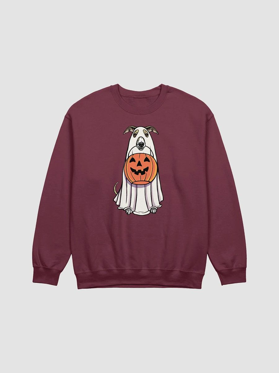 Funny Halloween Italian Greyhound(Fawn) Sweatshirt | Funny Iggy Wearing a Ghost Costume and Holding a Pumpkin Basket product image (12)