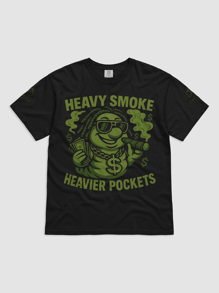 Heavy Smoke Heavier Pockets Stoner Shirt – Weed Worm Smoking Blunt Money Tee, Trippy Rasta Highlife T-Shirt, 420 Streetwear for Smokers product image (1)